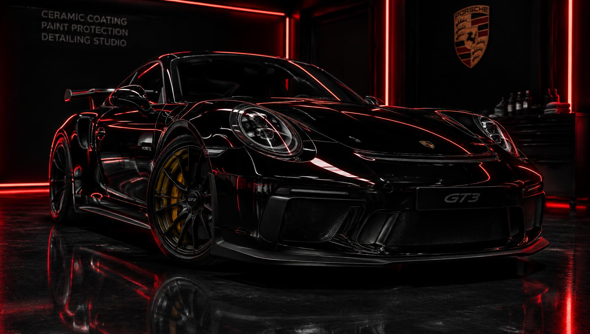 Czarne Porsche 911 GT3 z powłoką ceramiczną